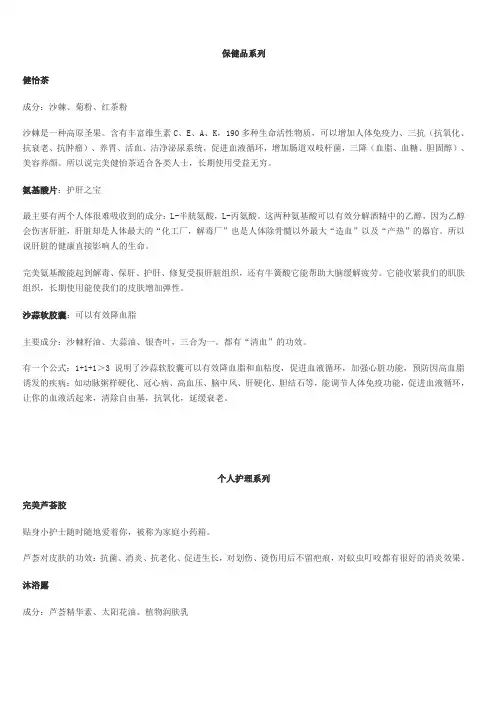 直销完美产品成份与功效