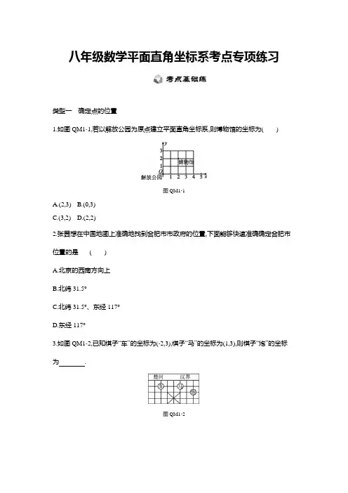 八年级数学平面直角坐标系考点专项练习(含答案)