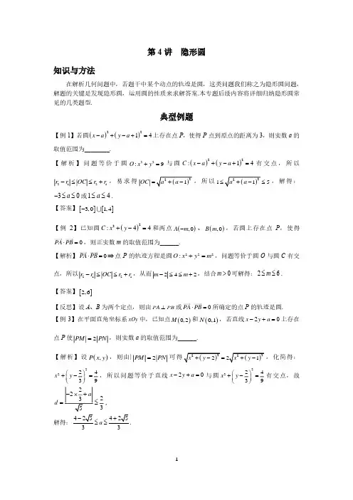 高考高频考点(圆锥曲线)4、隐形圆