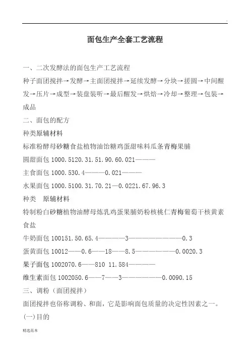 面包生产全套工艺流程
