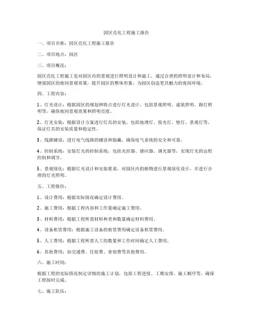 园区亮化工程施工报价