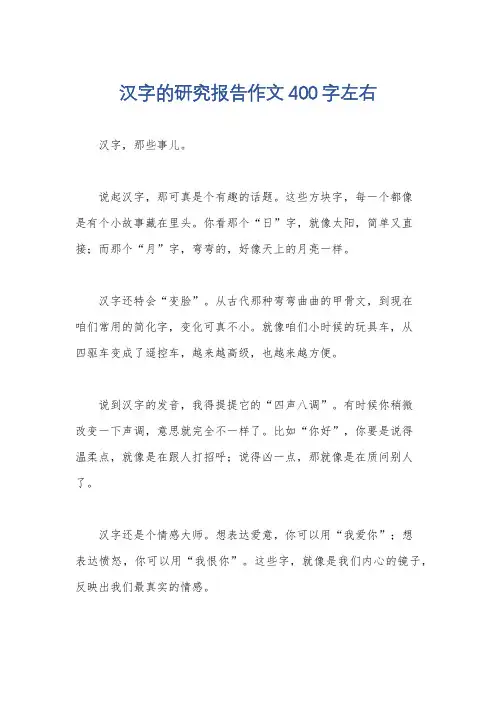汉字的研究报告作文400字左右
