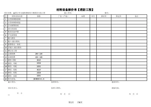 核价单模板