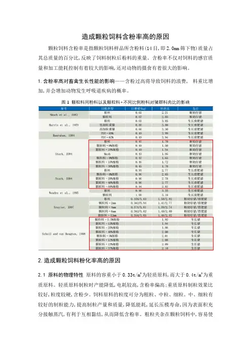 造成颗粒料含粉率高的原因及对猪群料肉比的影响