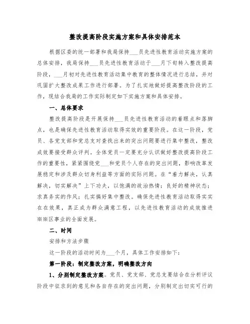 整改提高阶段实施方案和具体安排范本(二篇)