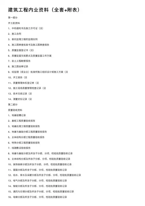 建筑工程内业资料（全套+附表）