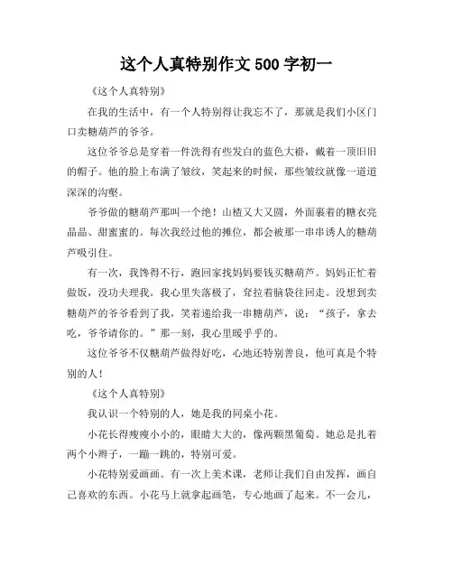 这个人真特别作文500字初一