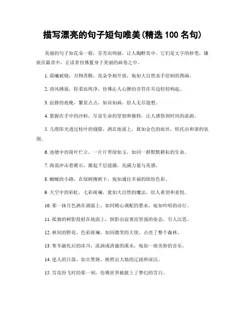 描写漂亮的句子短句唯美(精选100句)
