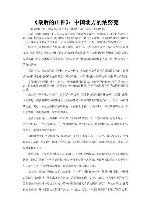 纪录片论文