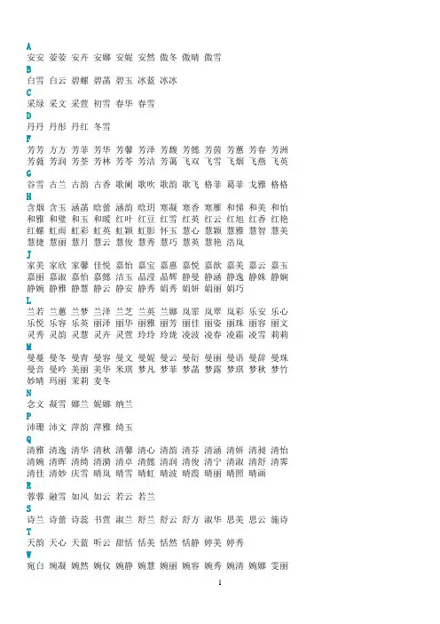 500个好听的女孩名字