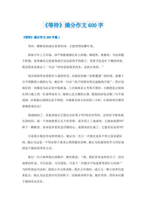 《等待》满分作文600字