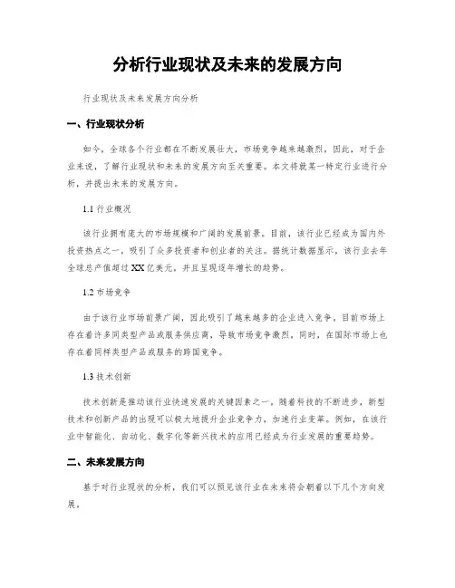 分析行业现状及未来的发展方向