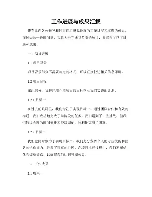 工作进展与成果汇报