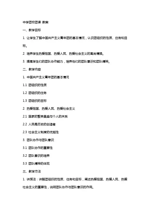 中学团校团课 教案