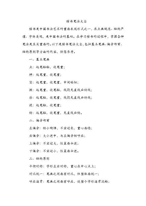 楷书所有笔法大全