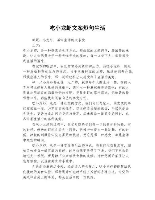 吃小龙虾文案短句生活