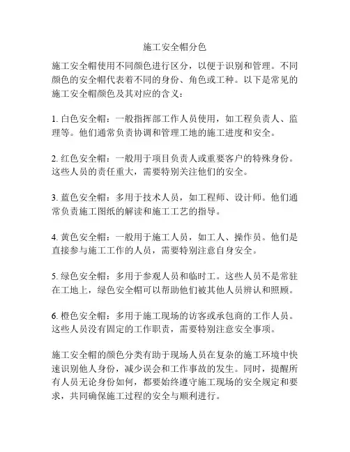 施工安全帽分色