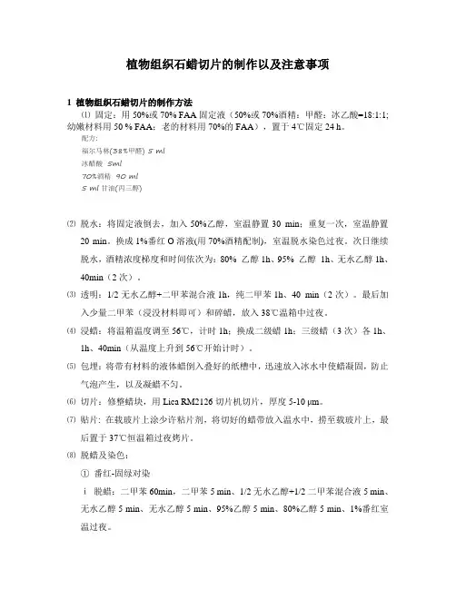 植物组织切片制作以及注意事项