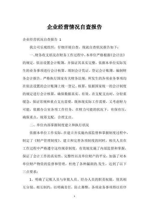 企业经营情况自查报告 