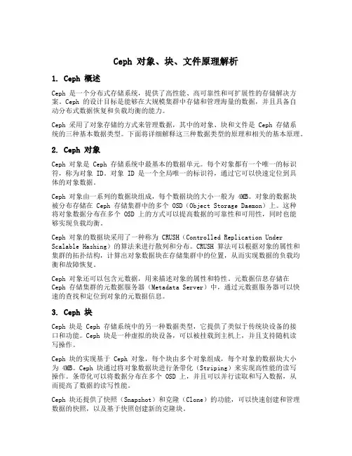 ceph 对象 块 文件原理
