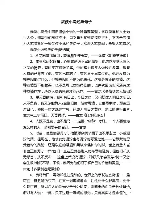 武侠小说经典句子