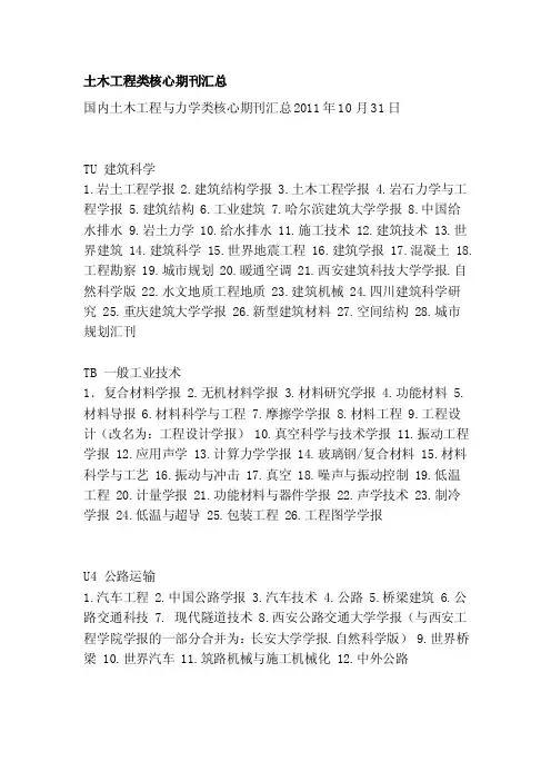 [宝典]土木工程类核心期刊汇总