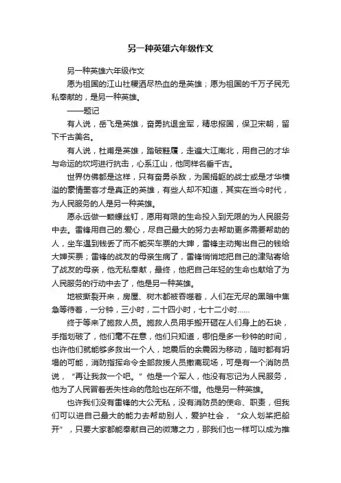 另一种英雄六年级作文