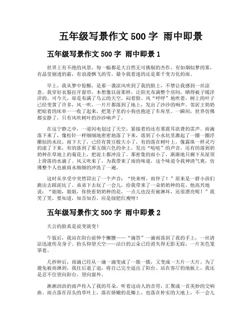 五年级写景作文500字雨中即景
