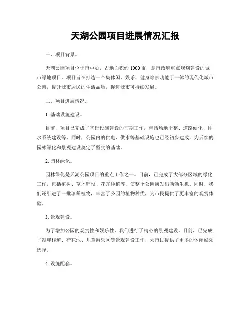 天湖公园项目进展情况汇报