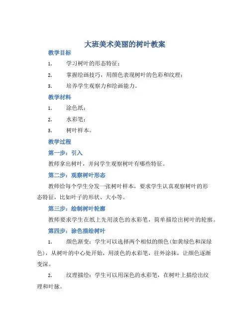 大班美术美丽的树叶教案【含教学反思】