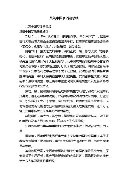 共筑中国梦活动总结