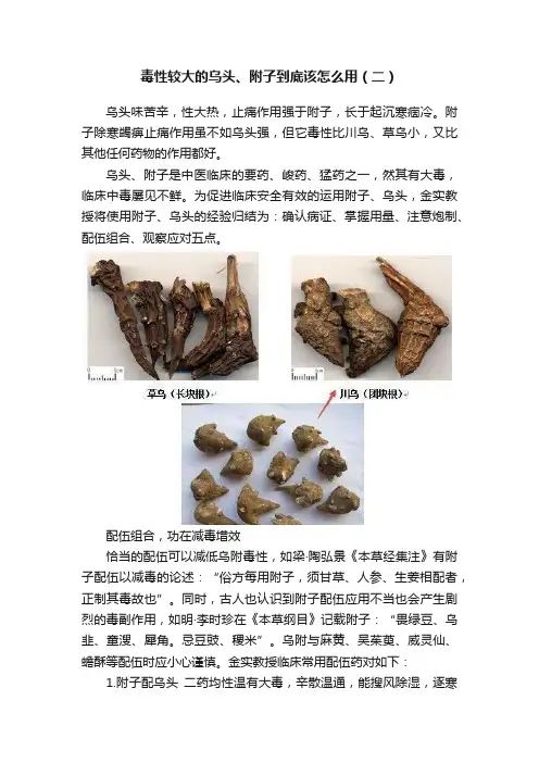 毒性较大的乌头、附子到底该怎么用（二）