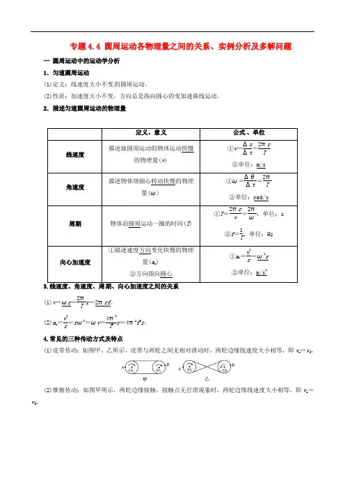 高考物理(热点+题型全突破)专题4.4 圆周运动各物理量之间的关系、实例分析及多解问题(含解析)
