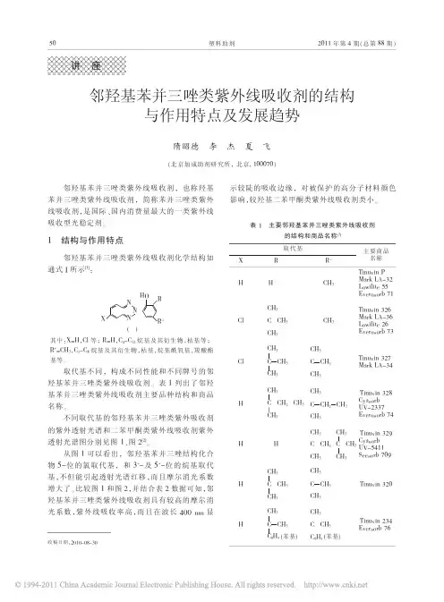 邻羟基苯并三唑类紫外线吸收剂的结构与作用特点及发展趋势_隋昭德