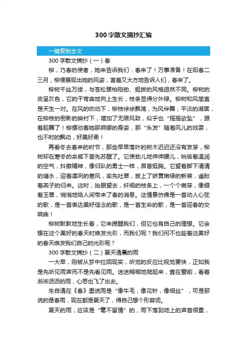 300字散文摘抄汇编