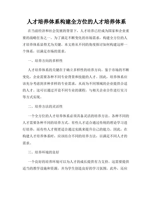 人才培养体系构建全方位的人才培养体系