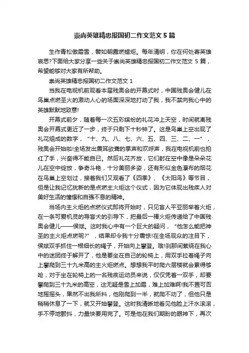 崇尚英雄精忠报国初二作文范文5篇