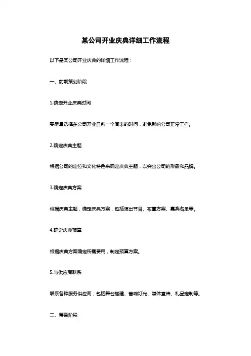 某公司开业庆典详细工作流程
