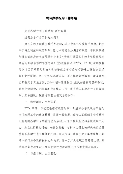 规范办学行为工作总结