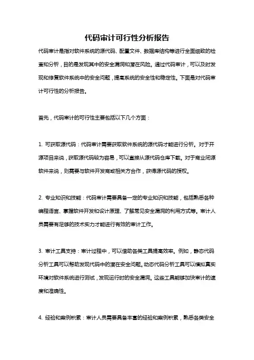 代码审计可行性分析报告
