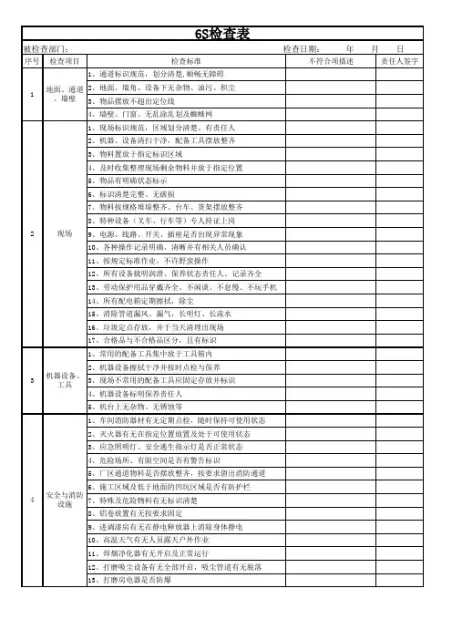 6S检查表