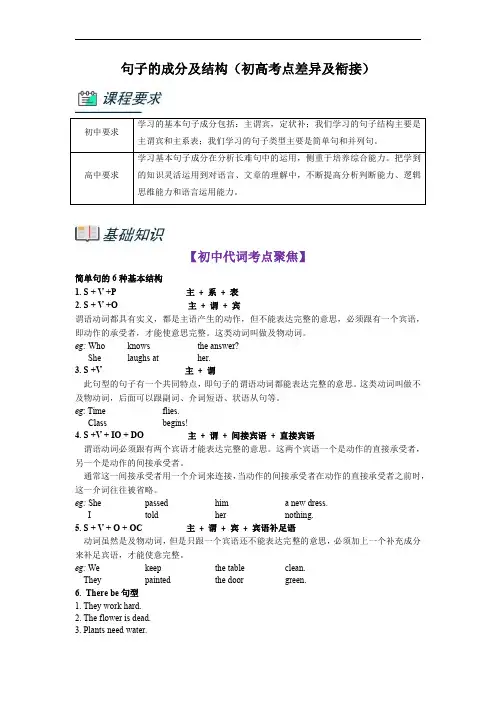 初升高英语暑假衔接第1部分-专题14.句子的成分及结构(学生版)