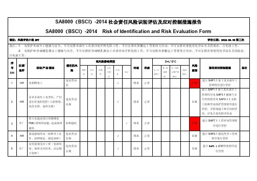 SA8000（BSCI）-2014社会责任风险识别评估及应对控制措施报告