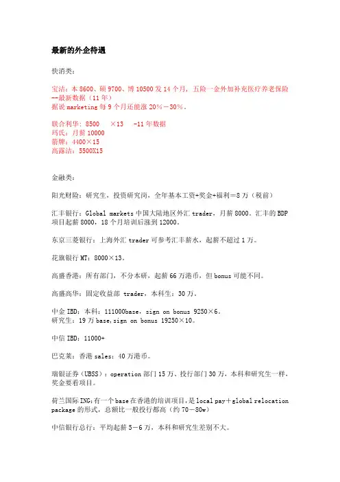 外企工资表(2011)