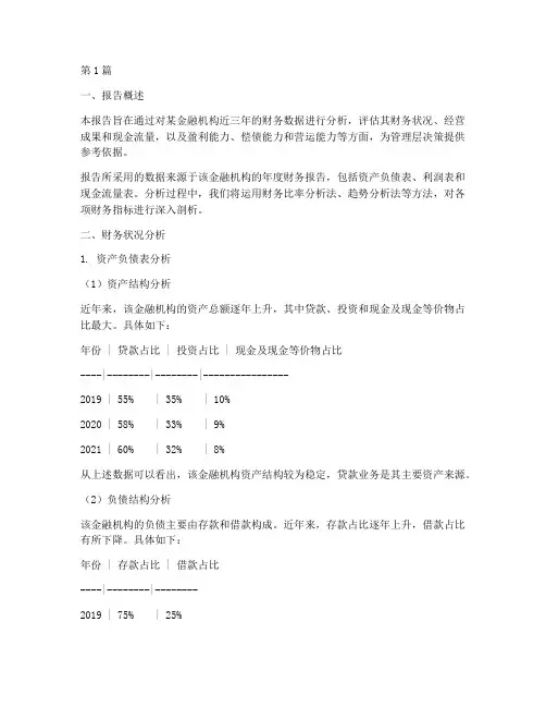 金融财务指标分析报告(3篇)