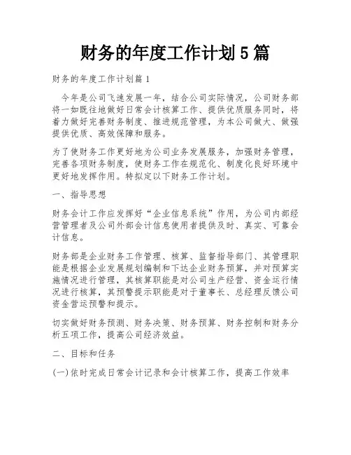 财务的年度工作计划5篇