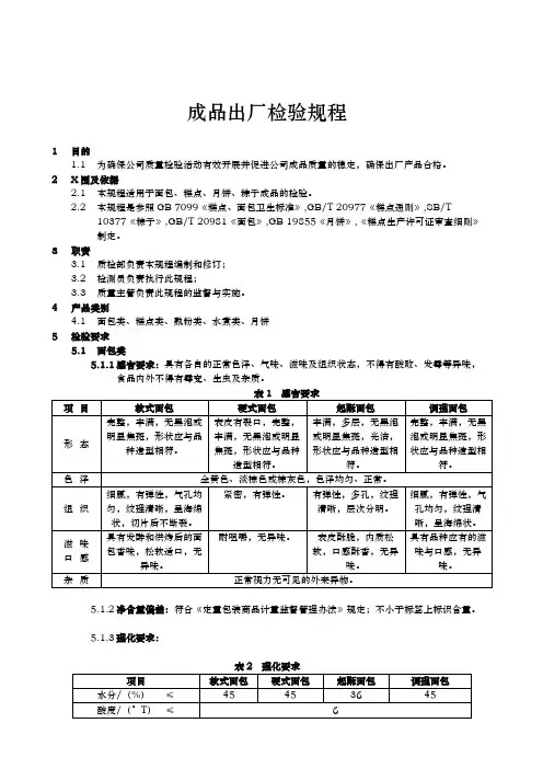 糕点成品出厂检验规程