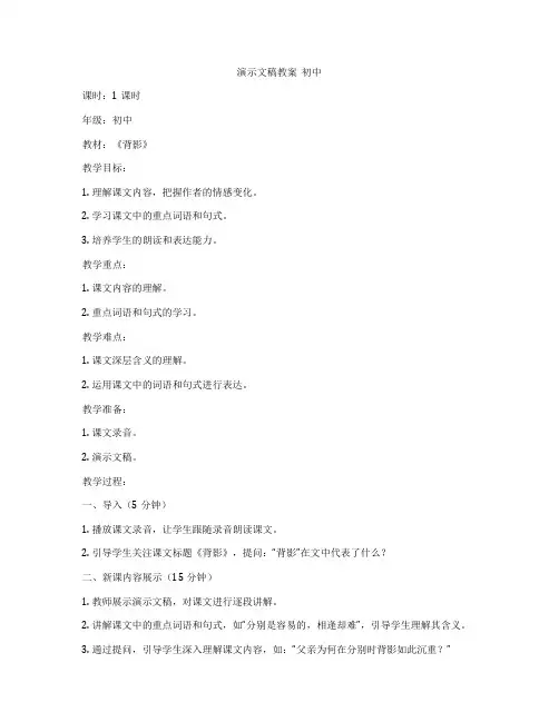 演示文稿教案  初中