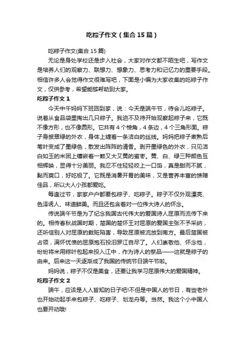 吃粽子作文（集合15篇）