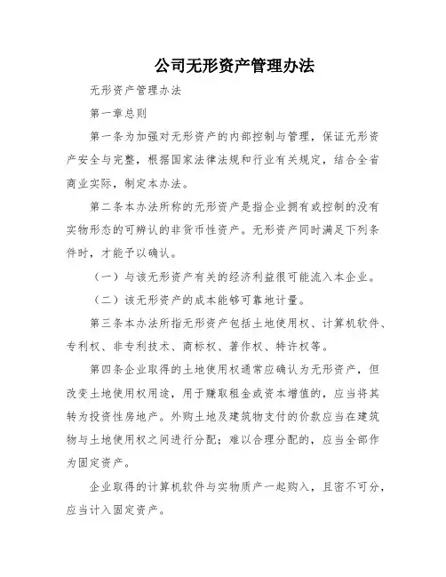 公司无形资产管理办法